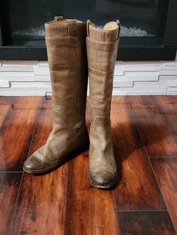 Frye Paige Tall Riding Boots – Distressed Brown Leather – Size 8