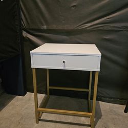 Modern white and gold nightstand / side table with 1 drawer