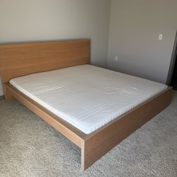 IKEA MALM King Size Bed Frame and MATRAND Foam Mattress Clean and Good Condition