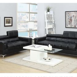 Black Sofa And Love Seat Set (Free Delivery)