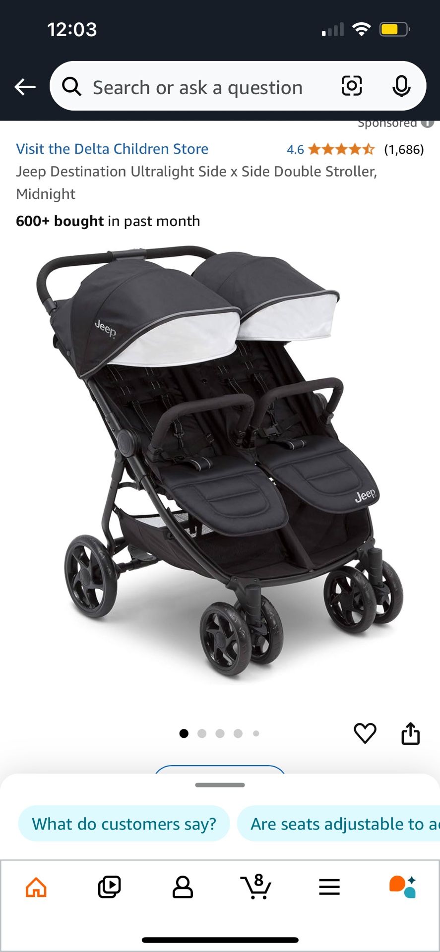 Jeep Delta Children’s Double Stroller