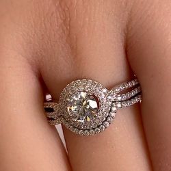 Halo Sterling Silver Halo Stunning Wedding / Engagement Set Ringsz 4-12


