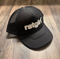 Stray Rats Ratgirl Trucker Hat Black White