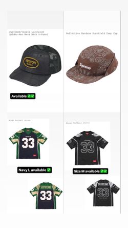 Supreme SS26’ week 14 Supreme®/Vanson Leathers® Spider-Man Mesh Back 6-Panel, Wings Football Jersey.
