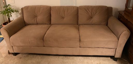 Wayfair Taupe Soft Suede Comfortable 3-seater Sofa 83.5 inches