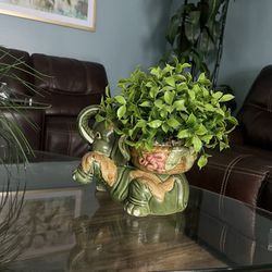 green elephant ceramic fake plant