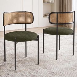 Modern Dining Chairs Rattan Backrest 