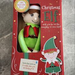 Christmas Elf Doll Plush with Nice Naughty Stickers 10.25 inch 