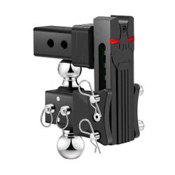 Airbird Anti-Rattle Adjustable Trailer Hitch Ball Mount, 2.5-Inch Receiver, 5-Inch Drop, 2 and 2-5/16-Inch Balls, 18,000 LBS, Truck Hook Dual Balls