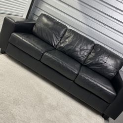 Black Leather IKEA Couch (Free Delivery) 