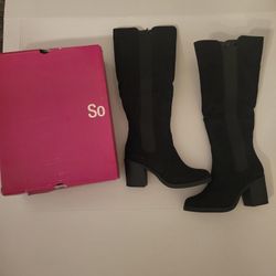 New Womens Size 9.5 Knee High Black Fashion Boots Shoes 