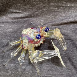 Signed Solari Art Glass Crab Figurine ~ Florence Oregon Coast