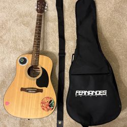 Fernandes Acoustic Guitar w/ Bag & Strap – Good Condition