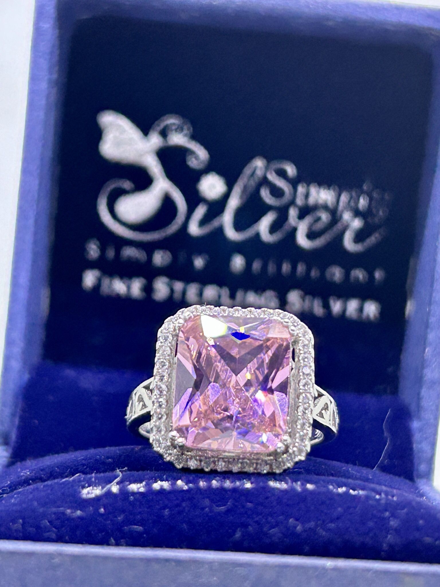 925 Sterling Silver, Pink Sapphire Ring 