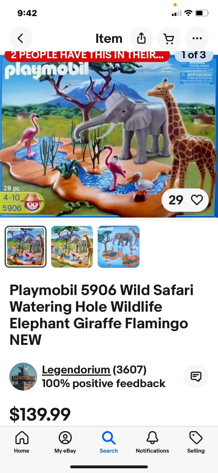New Playmobil 5906 Wild Safari Watering Hole Wildlife Elephant