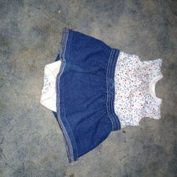 One Piece Outfit Baby Girl 6/9 Mo's Different Colors Design With Blue Just Skirt Attached 