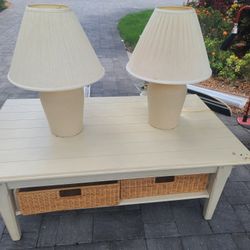 Cocktail Table And Lamps