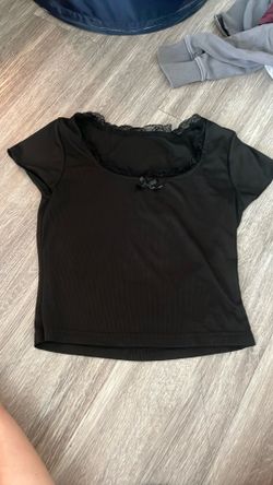 black lace bow top
