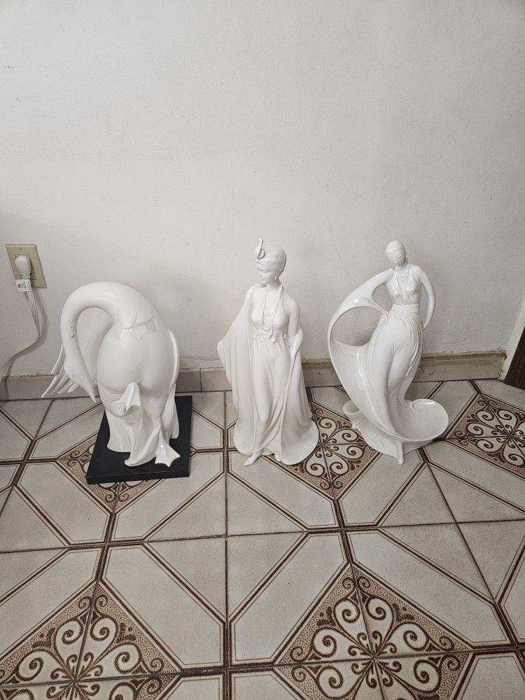3 Large Made In Italy Porcelain Figurines