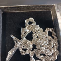 ROPE SILVER CHAIN AND CHARM..SILVER