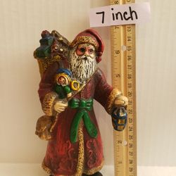 Vintage Blow Mold Old World Santa Claus Tree Ornament 7" Xmas G