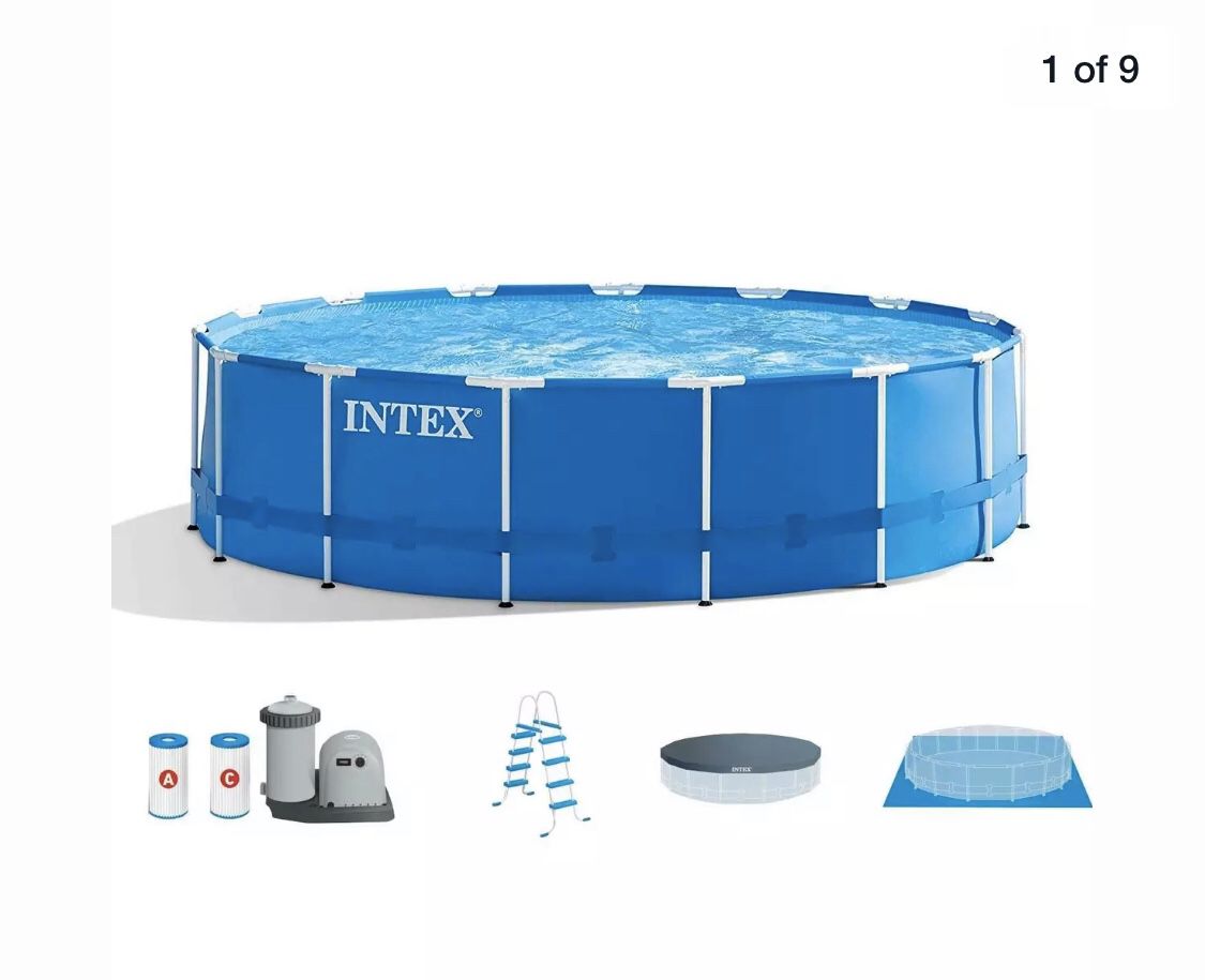 BRAND NEW Intex (18-foot x 48 inches) Metal Frame Pool with complete set (filter, pump, ladder, ground cloth, and pool cover)