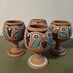 (4) Manousakis Keramik Rodos (Greece) Pottery Goblets