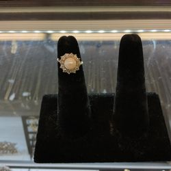 14KT Pearl And Diamond Ring 42395-1