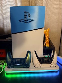 Ps5 slim w/ charging  fan stand and 2 controllers