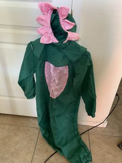 5 piece Halloween Costume Green and Pink Flower Pod.. overalls, gloves, shoes cover & Lei