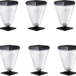 Solar Post Lights Outdoor 6 Pack, Solar Powered Fence Cap Lights for 4x4 5x5 and 6x6 Post in Patio,Deck Walkway and Garden Decoration