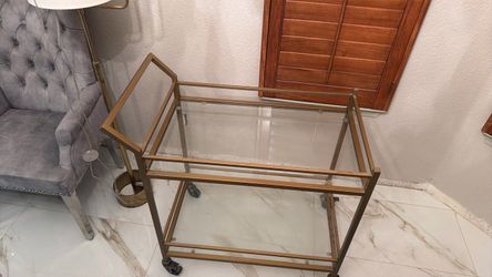 Gold Metal and Glass Bar Cart