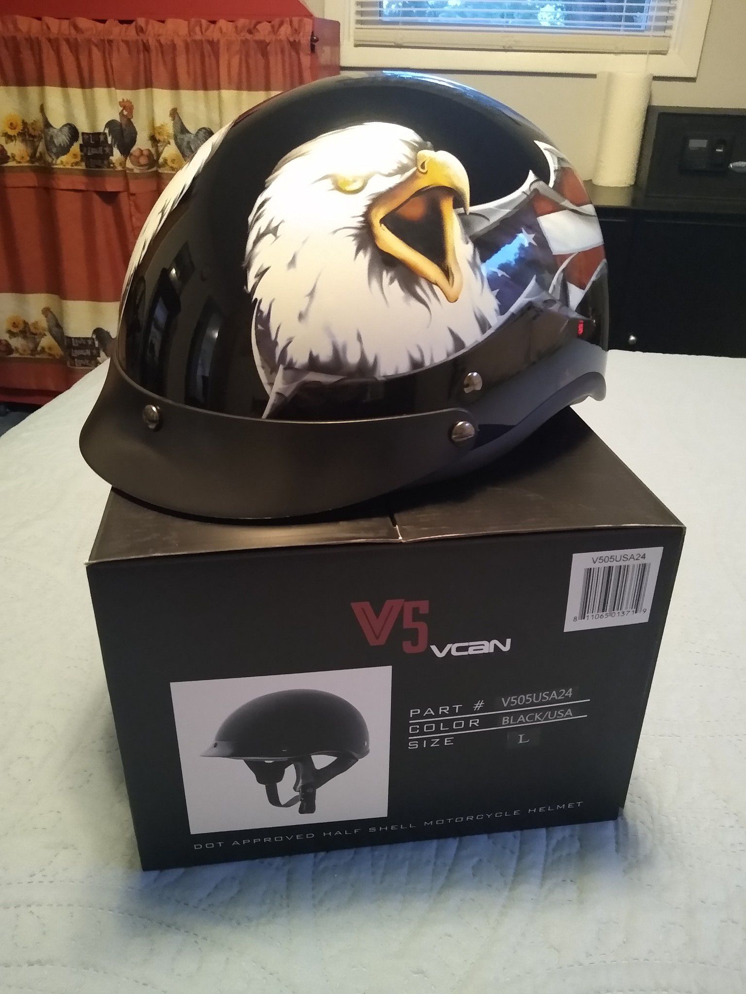 New half helmet sz lrg eagle ,trade ?