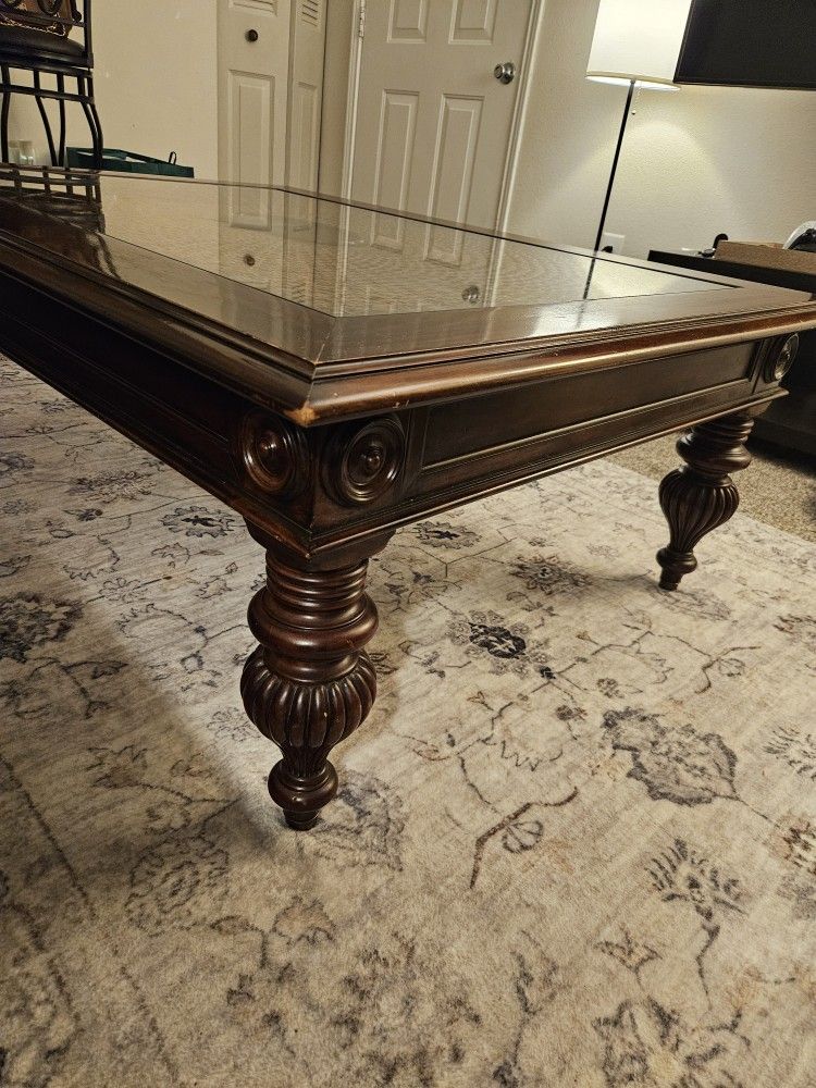 Vintage Ethan Allen Wood & Glass Coffee Table