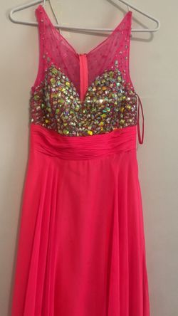 Hot Pink Rhinestone Prom Dress | Sparkly Formal Gown