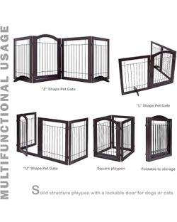 30in 4 Panel Dog Gate Brown