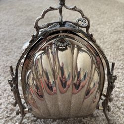 Antique Beautiful English Silverplate English Italy Eales 1779 Tri Fold Clam...