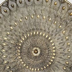 Large Gold Filigree Iron Medallion Wall Decor