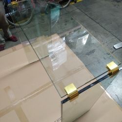Glass Console Table With Brass Connectors