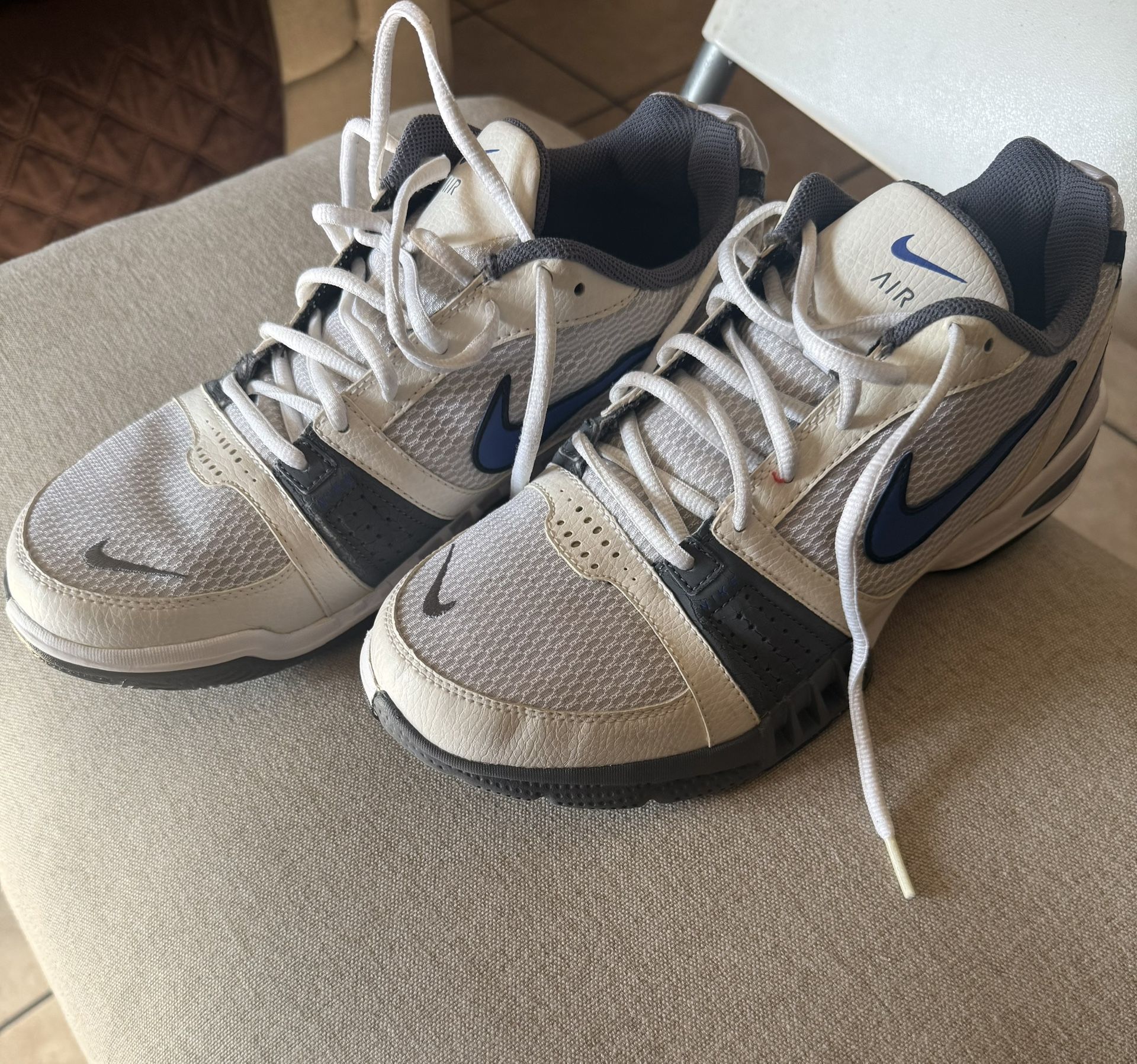 Size 9 Men: Nike Air Men's Running Training Shoes White Blue Grey (344108 141)