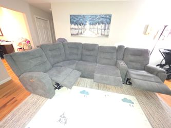 Gray Reclyner Sectional Sofa - FlexSteel