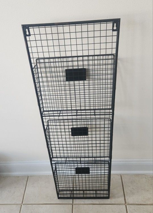 Designstyles Three Tier Wall File Holder – Durable Pewter Metal
