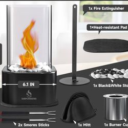 Tabletop Fire Pit, Square Indoor Fire Pit Ethanol Tabletop Fireplace, Smores Table Top Firepit for Patio Decor, Gifts for Women Mom Her Wedding Housew