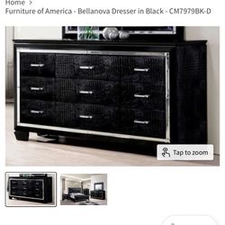 Beautiful Black Snakeskin Dresser With Mirror 