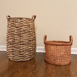 Large & Small Wicker Woven Storage Baskets with Handles
