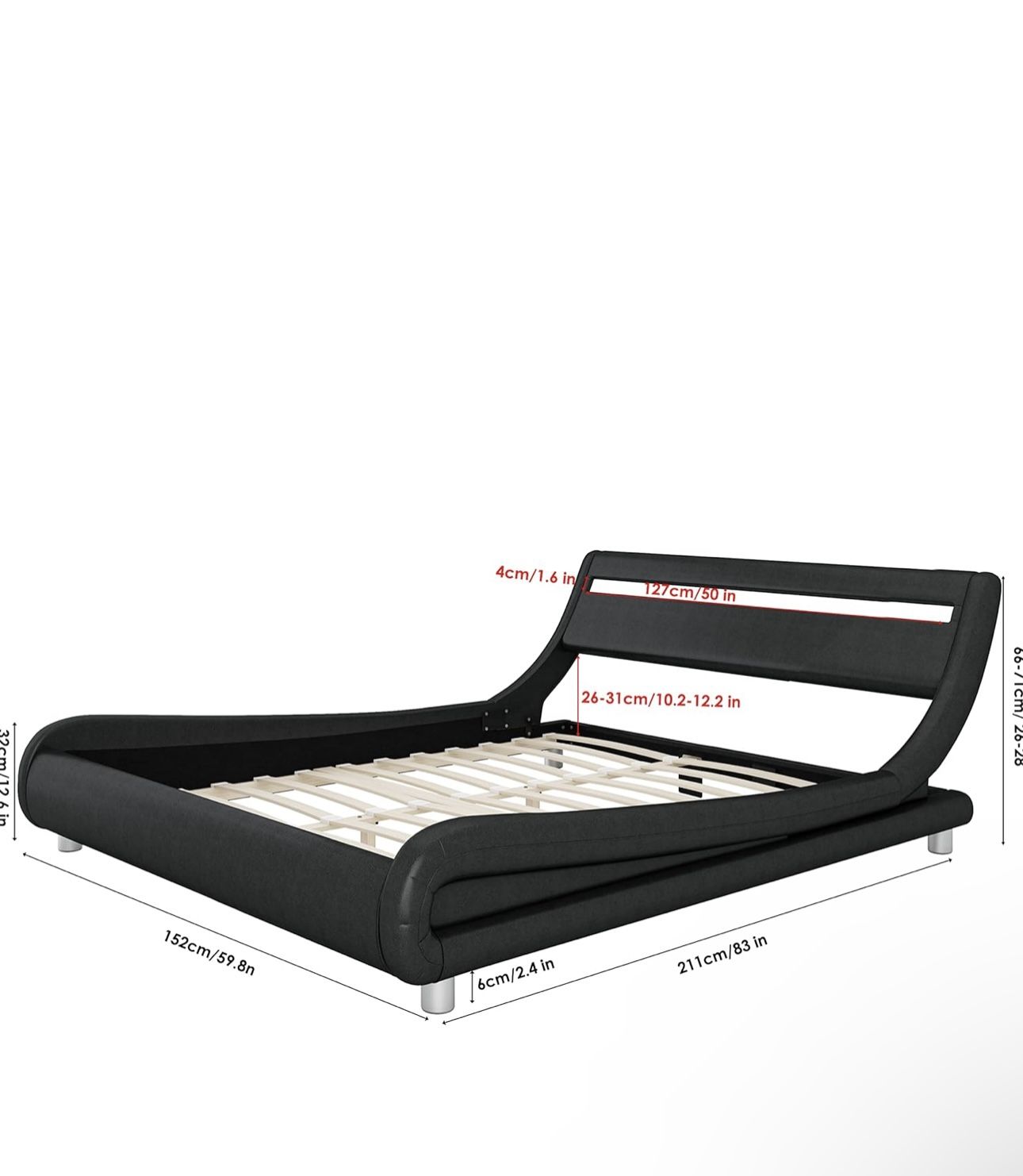Queen Size Faux Leather Wave Like Bed Frame W/ Mattress!