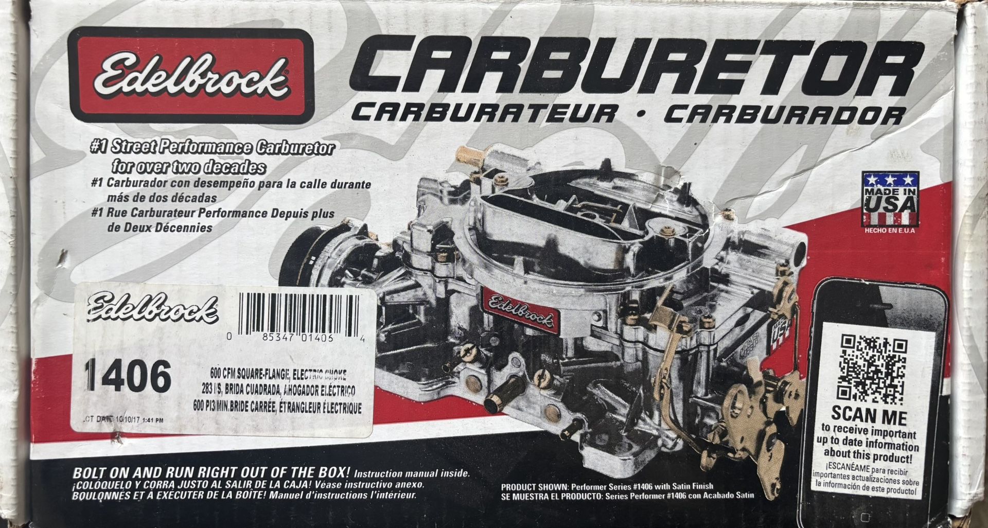 NEW Edelbrock Performer 4Bbl Carburetor #1406