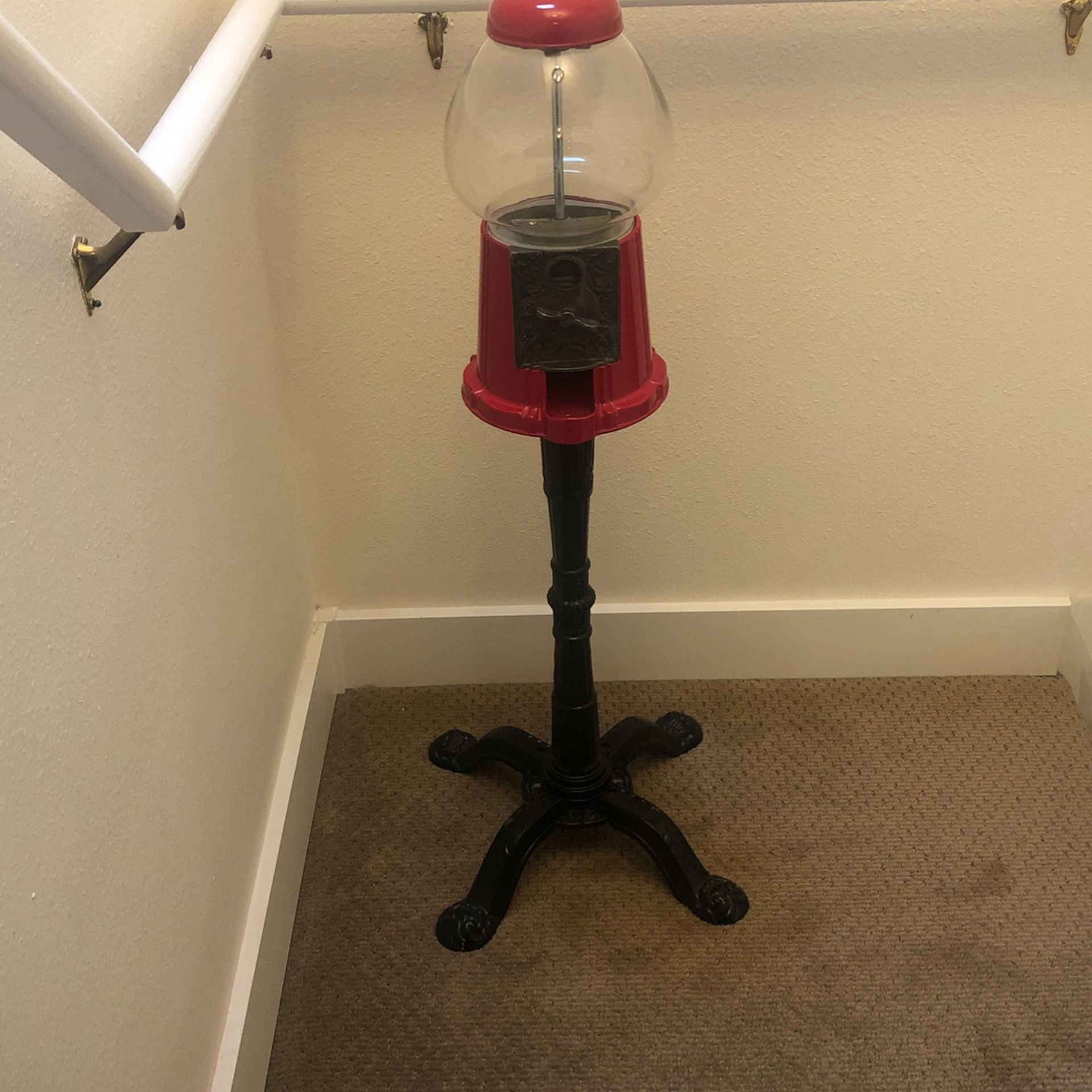 Carousel Gumball Machine Vintage Red Black Cast Iron Floor Stand Base Taiwan