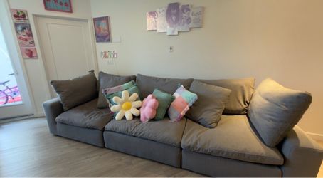 Large Gray Fabric Cloud Sofa