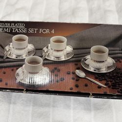 Silver plated Demi Tasse serving for 4